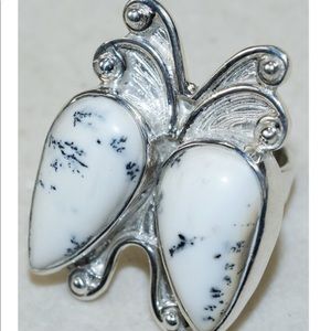 Natural Stone Butterfly Ring sizing 3-11